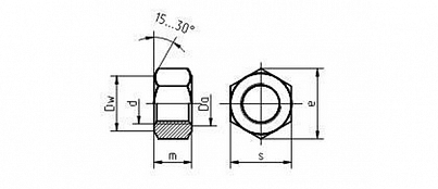 HEXAGON NUTS ACCURACY CLASS A PROPERTY CLASS 6, 8 GOST 5927-70